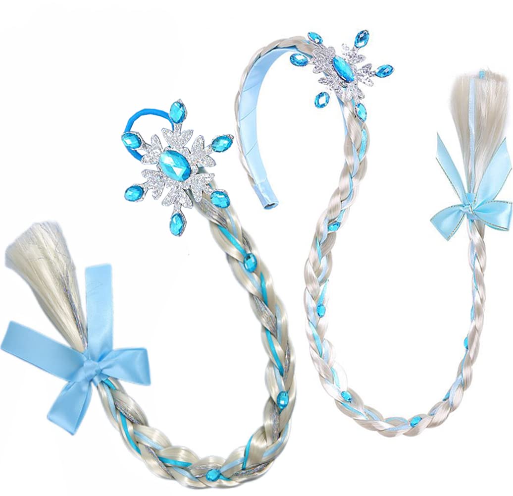 Amazon.com: Yosbabe 2Pcs Long Braided Wigs Princess Hairpiece Elsa